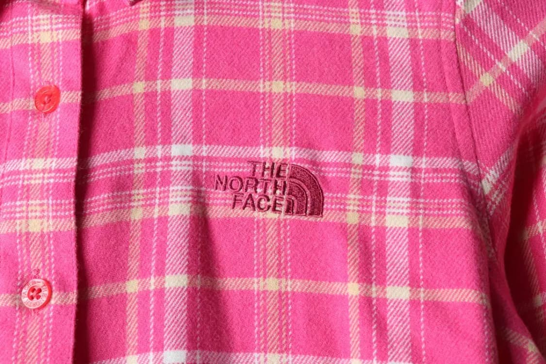 W(S) 노스페이스 셔츠 남방 새상품 체크 플란넬 핑크 기모-1667B 상품이미지5