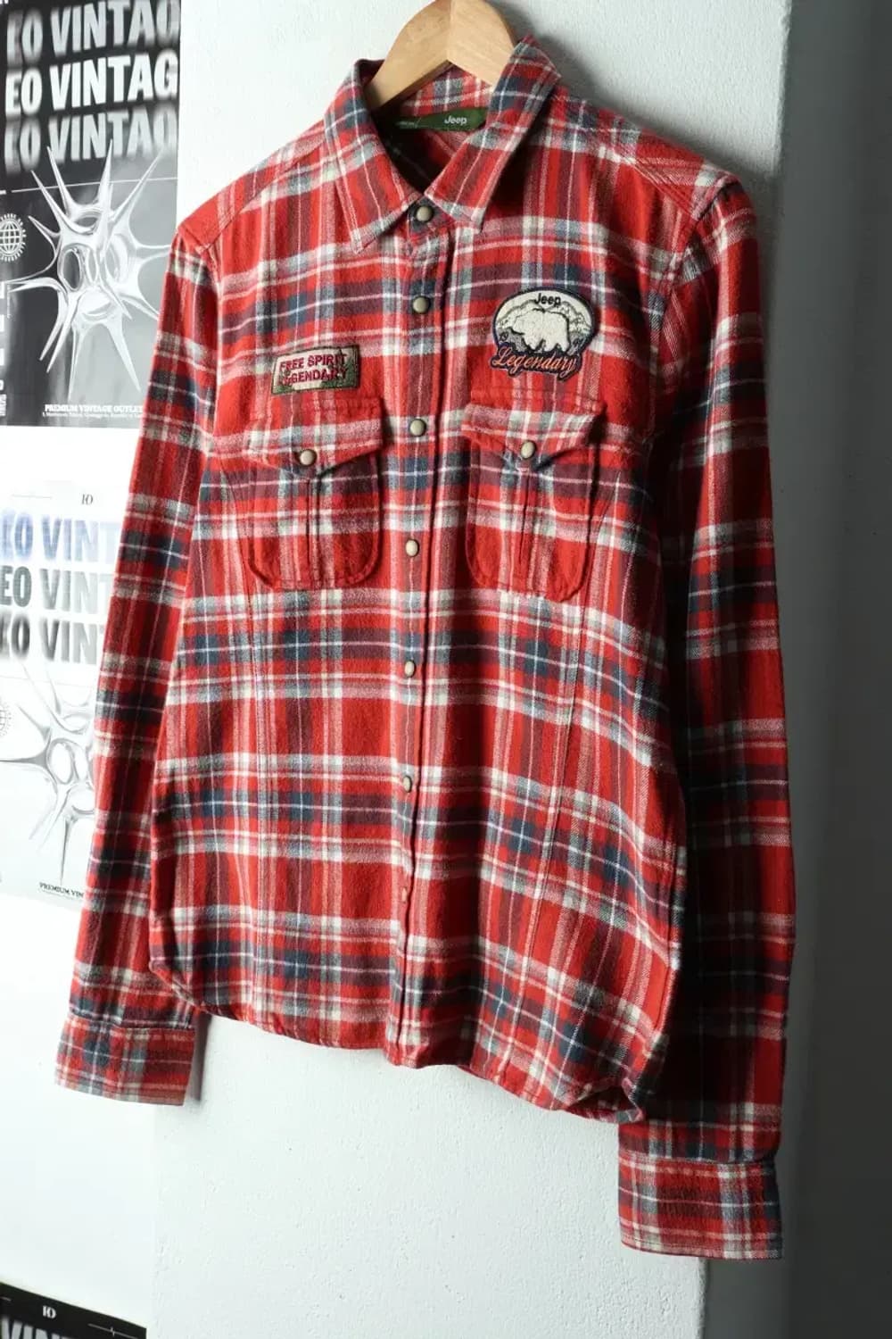 (M) 지프 셔츠 남방 체크 주황 패치 아메카지 겨울용 기모-1667C 상품이미지1