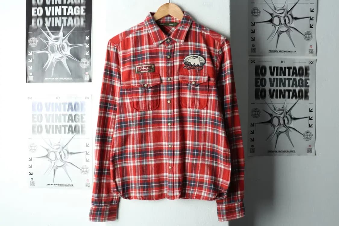 (M) 지프 셔츠 남방 체크 주황 패치 아메카지 겨울용 기모-1667C 상품이미지2