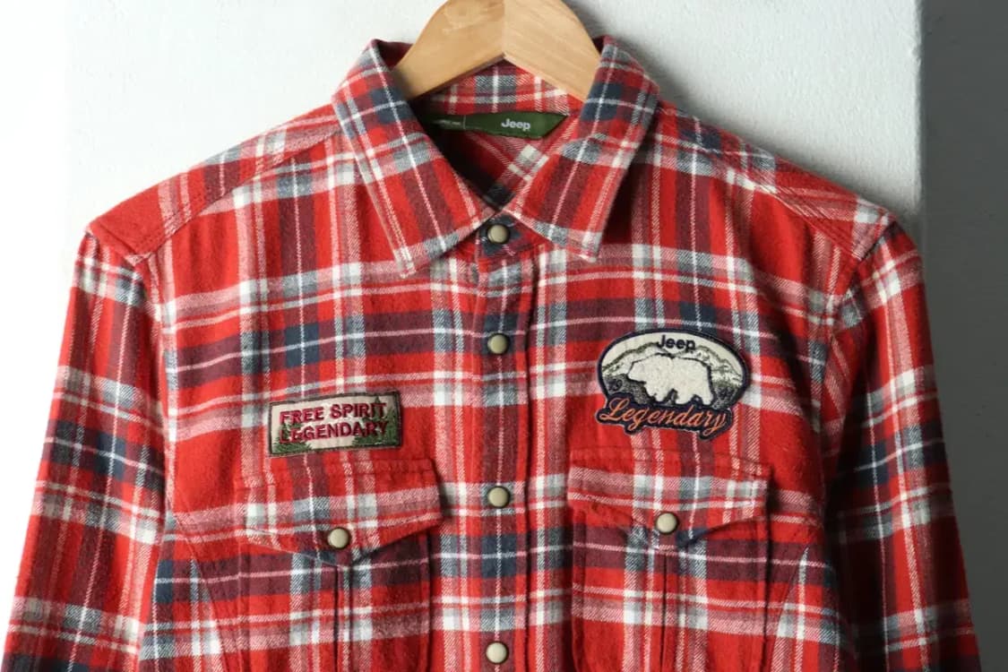 (M) 지프 셔츠 남방 체크 주황 패치 아메카지 겨울용 기모-1667C 상품이미지3