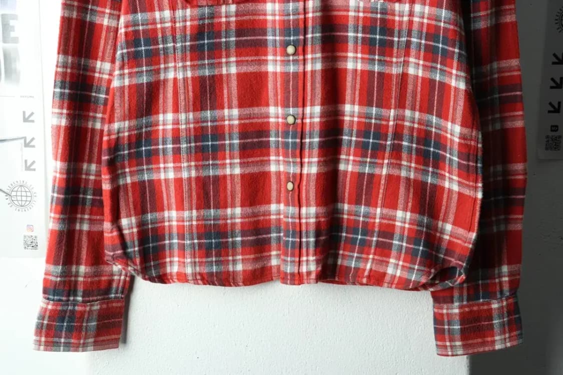 (M) 지프 셔츠 남방 체크 주황 패치 아메카지 겨울용 기모-1667C 상품이미지4