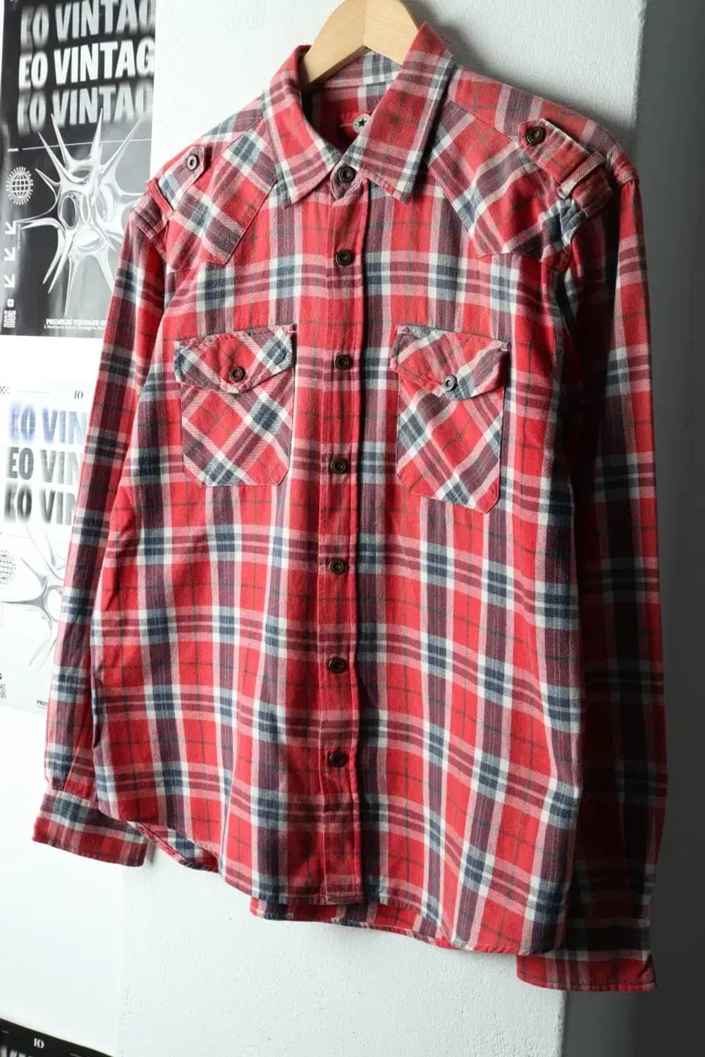 (M-L) 컨버스 셔츠 남방 체크 오렌지 아메카지 슬림핏-1667E 상품이미지1