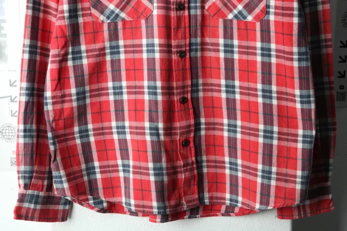 (M-L) 컨버스 셔츠 남방 체크 오렌지 아메카지 슬림핏-1667E 상품이미지4