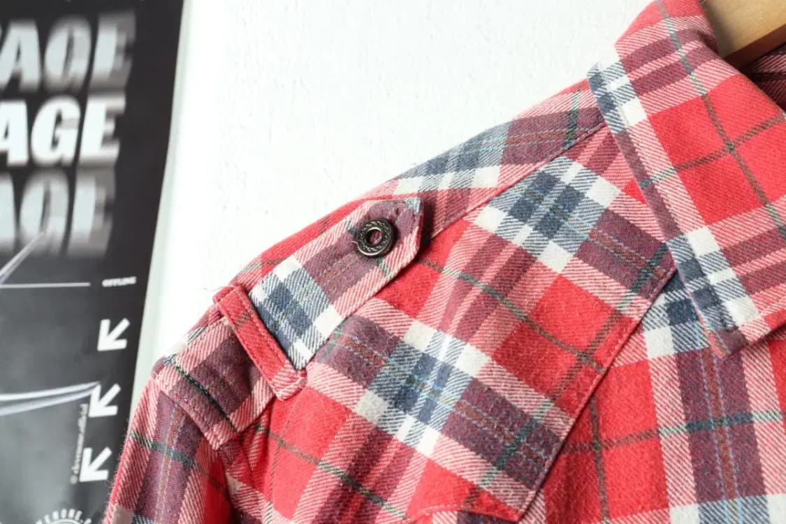 (M-L) 컨버스 셔츠 남방 체크 오렌지 아메카지 슬림핏-1667E 상품이미지5