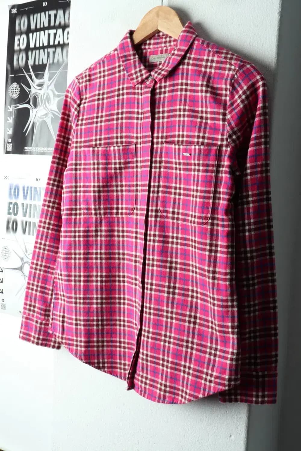 W(S) 캘빈클라인 셔츠 남방 체크 플란넬 핑크 겨울용 두툼-1667F 상품이미지1