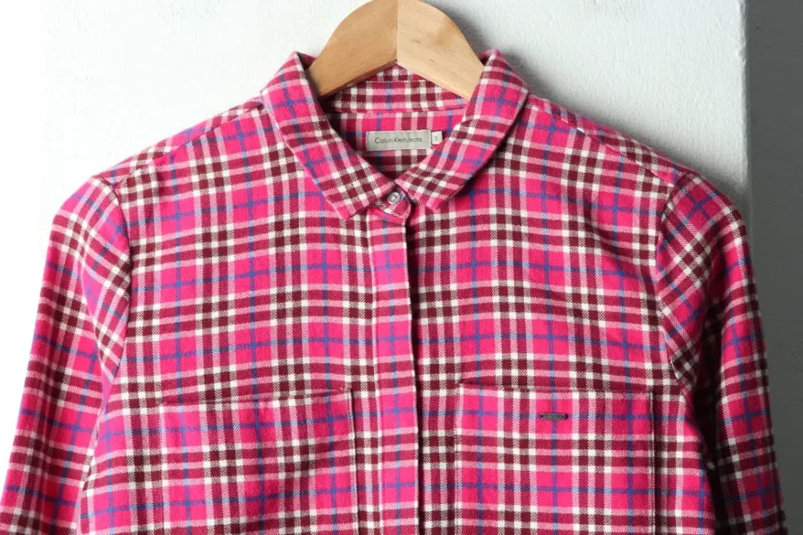 W(S) 캘빈클라인 셔츠 남방 체크 플란넬 핑크 겨울용 두툼-1667F 상품이미지3