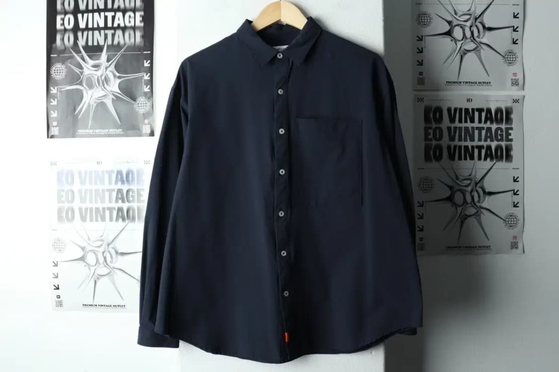 (M-L) 언코티드 셔츠 남방 네이비 무지 나일론-16681 상품이미지2