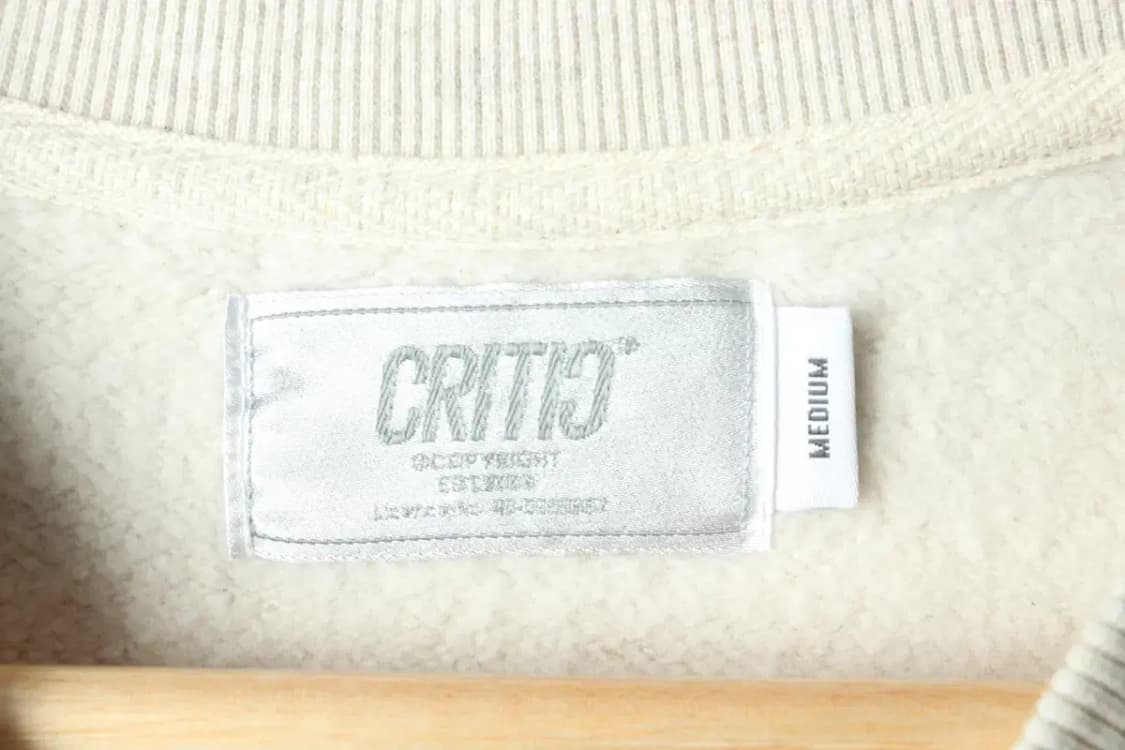 (M-XL) 크리틱 맨투맨 티셔츠 빅로고 아이보리 기모 박시-16695 상품이미지6