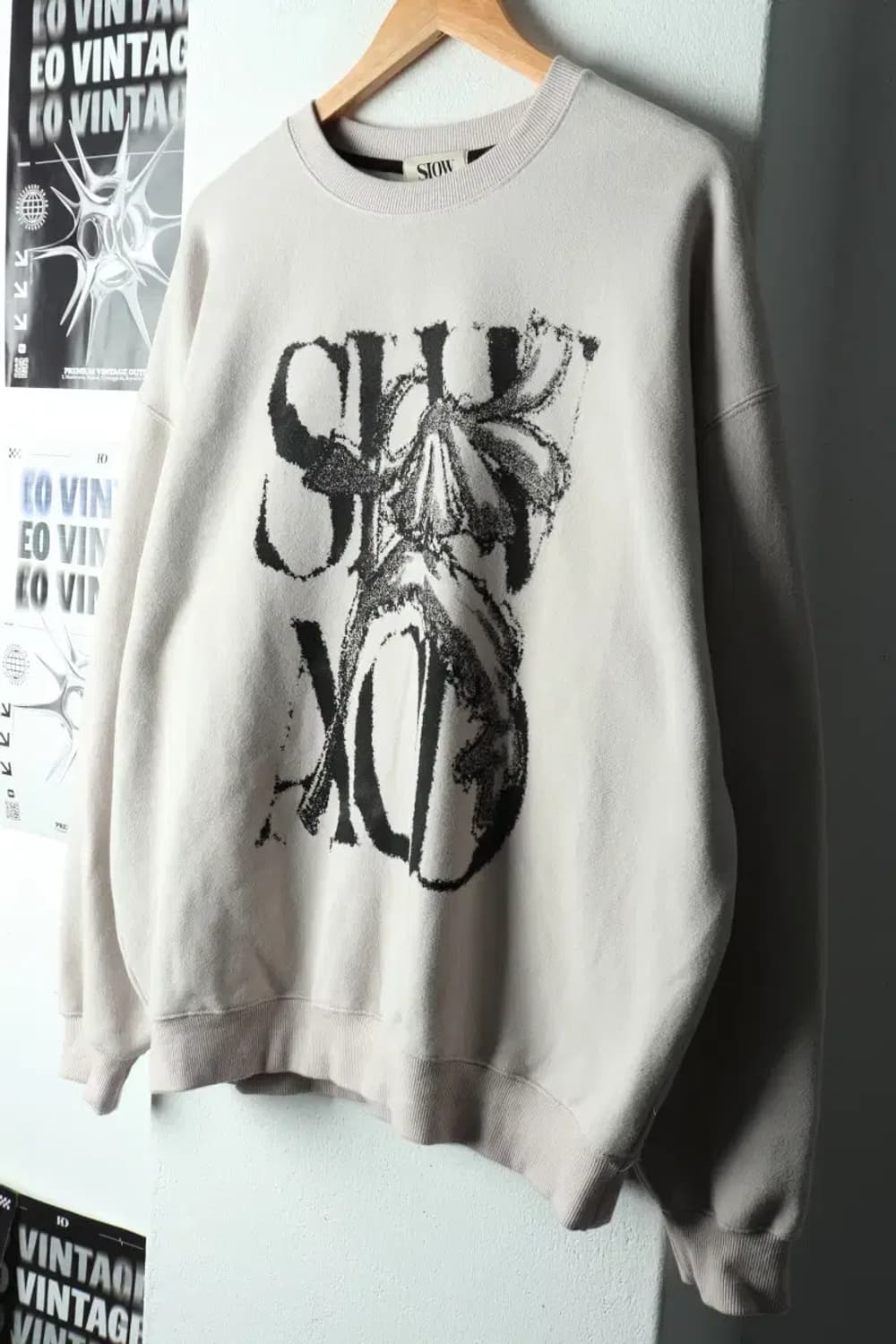 (M-L) 슬로우애시드 맨투맨 티셔츠 스트릿 프린팅 차콜 박시-16697 상품이미지1