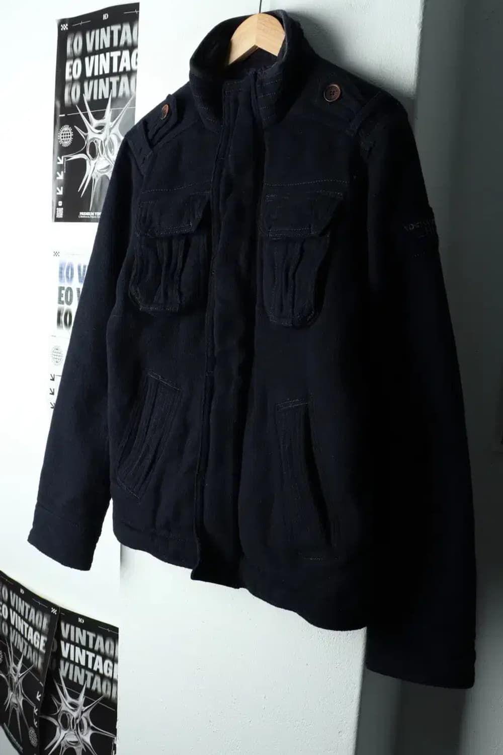 (M-L) 아베크롬비 집업 바람막이 점퍼자켓 네이비 울 희귀-166F4 상품이미지1