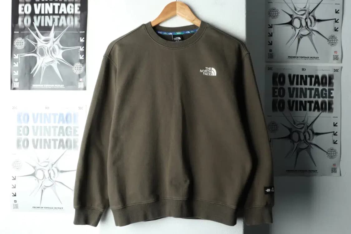 (XS) 노스페이스 맨투맨 티셔츠 카키 올드스쿨-166FD 상품이미지2