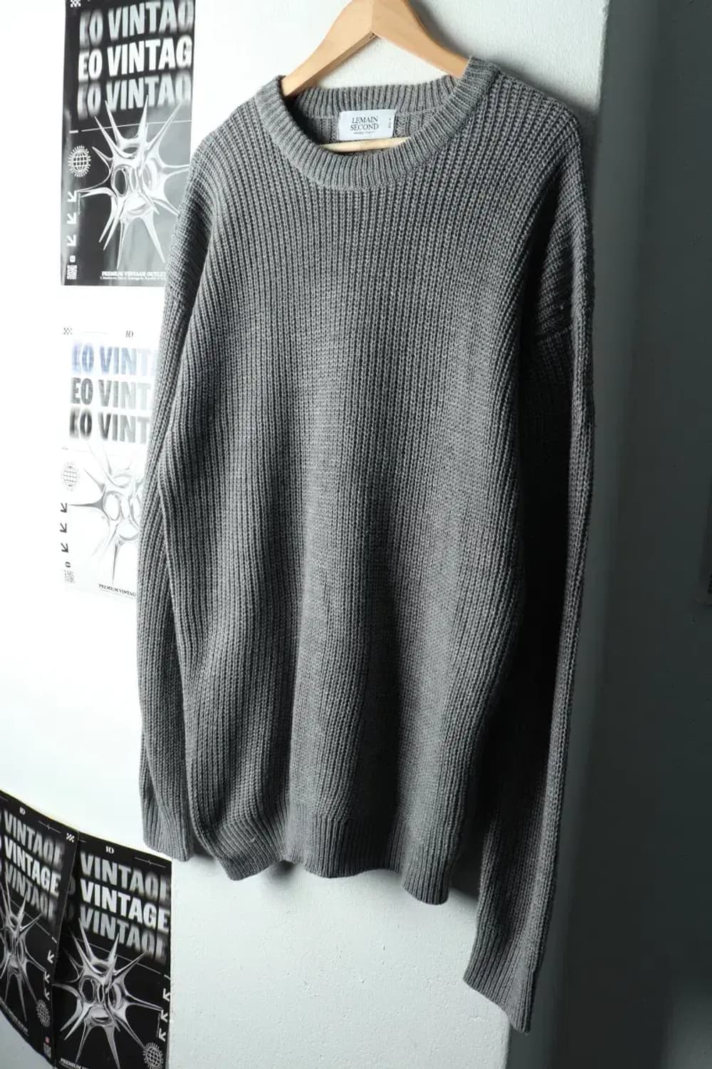 W(S) 리메인세컨드 니트 루즈핏 그레이 롱-16703 상품이미지1