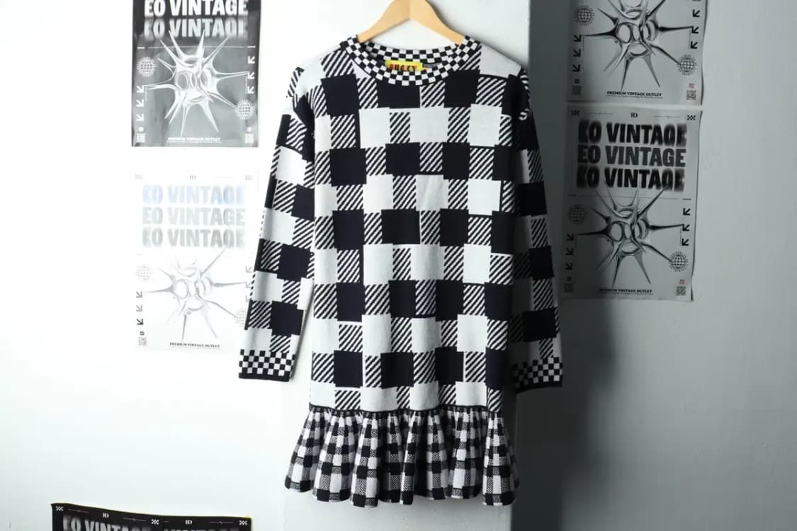 W(F) 럭키슈에뜨 드레스 원피스 니트 체크 울-16714 상품이미지2