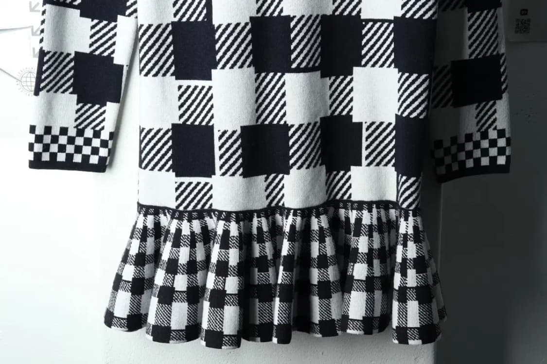 W(F) 럭키슈에뜨 드레스 원피스 니트 체크 울-16714 상품이미지4