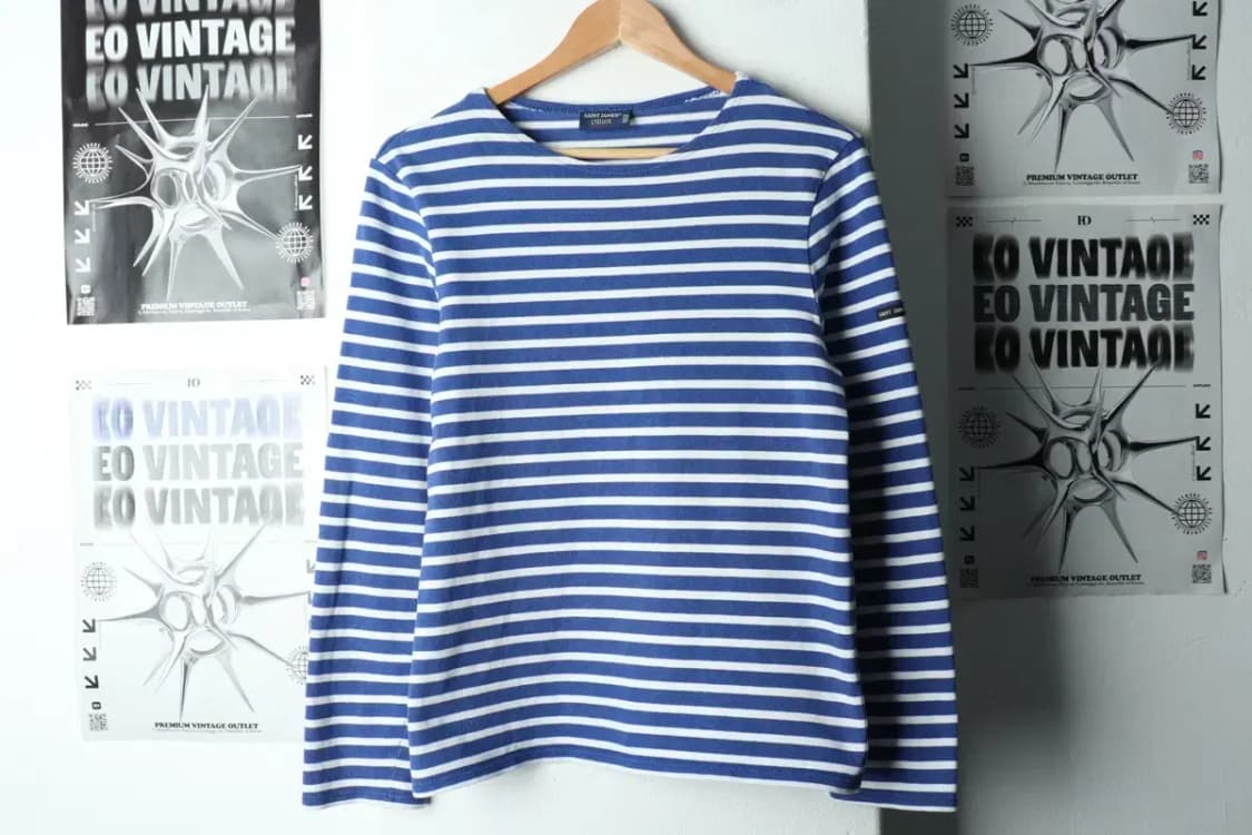 W(M) 세인트제임스 긴팔티셔츠 사용감 스트라이프 블루-16783 상품이미지2