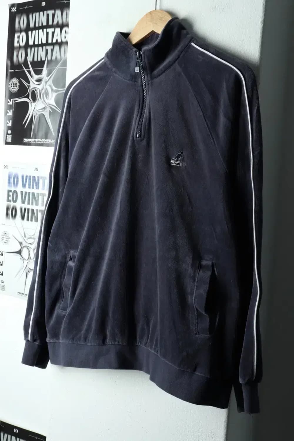 (L-XL) 캉골 맨투맨 티셔츠 유행 Y2K 반집업 벨벳 차콜-16789 상품이미지1