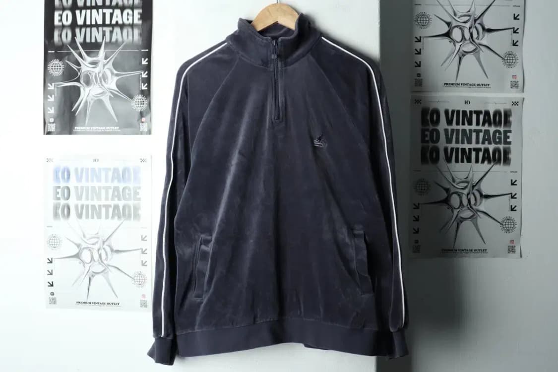 (L-XL) 캉골 맨투맨 티셔츠 유행 Y2K 반집업 벨벳 차콜-16789 상품이미지2