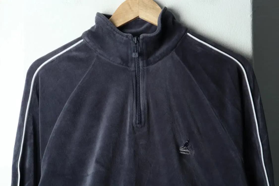 (L-XL) 캉골 맨투맨 티셔츠 유행 Y2K 반집업 벨벳 차콜-16789 상품이미지3