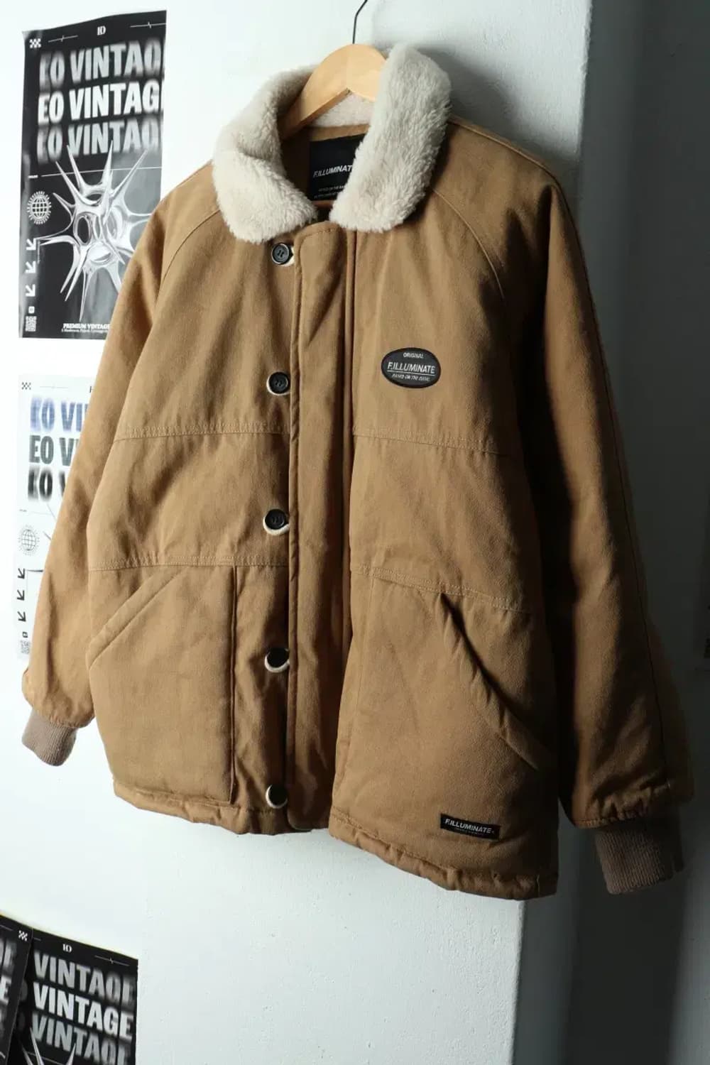 (M) 필루미네이트 패딩 점퍼자켓 야상 브라운 퍼 누빔-1678B 상품이미지1