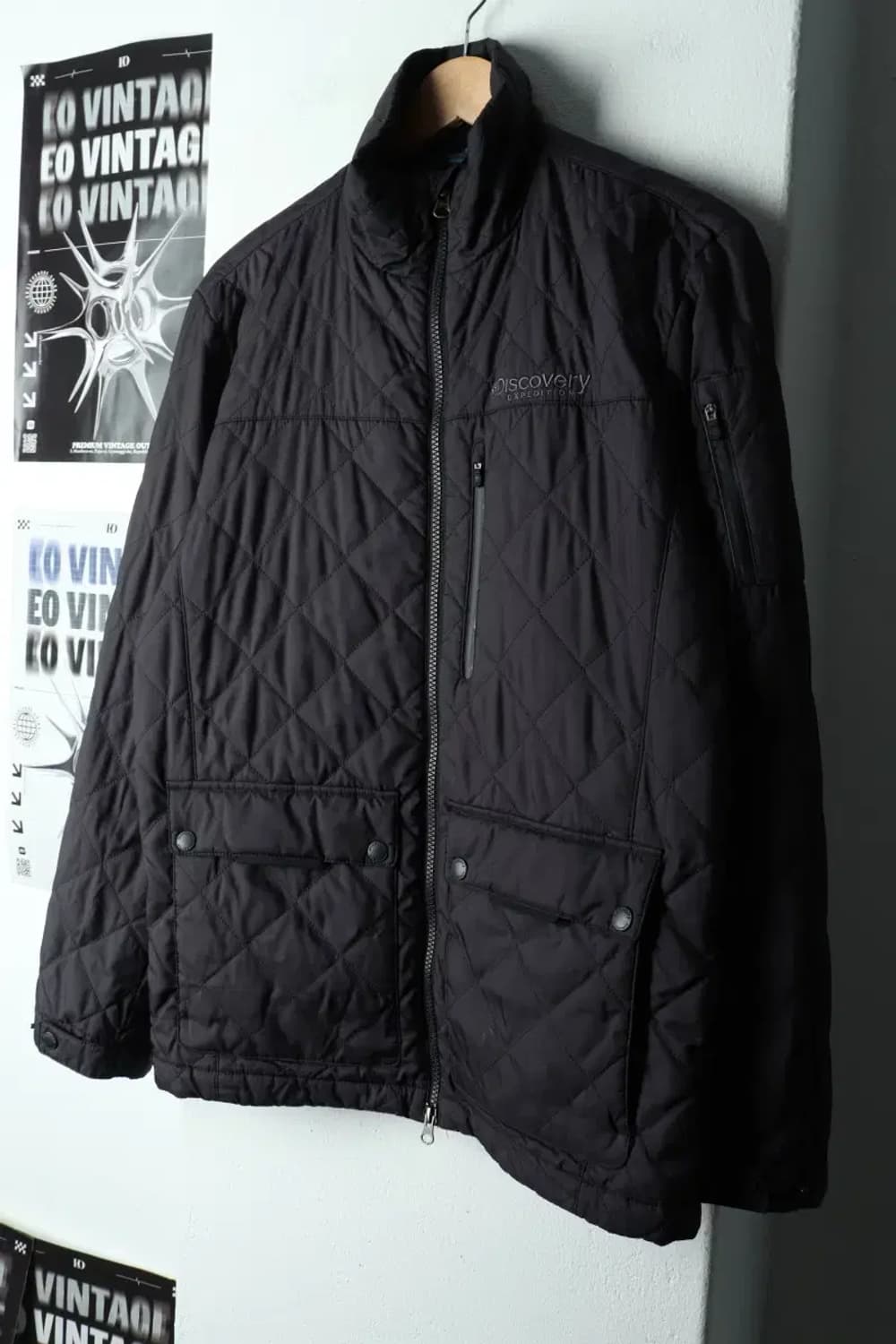 (M) 디스커버리 패딩 점퍼자켓 경량 차콜 올드스쿨 누빔 퀼팅-1678C 상품이미지1