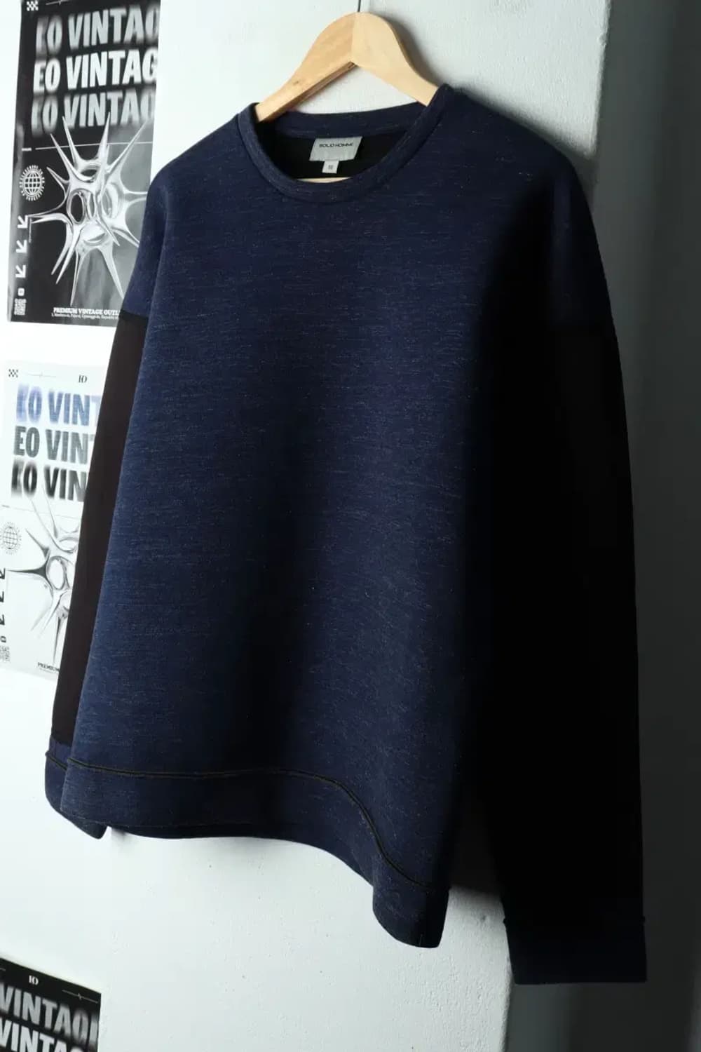 (XL) 솔리드옴므 맨투맨 티셔츠 블루 폴리 올드스쿨-16790 상품이미지1