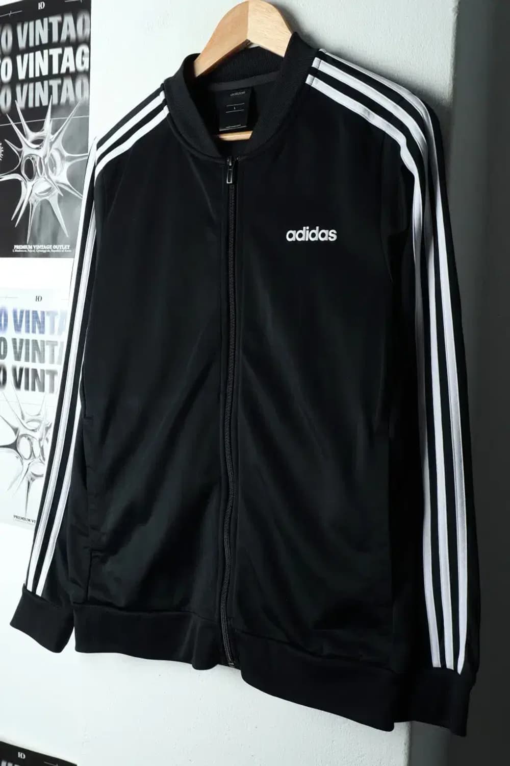 (L-XL) 아디다스 집업져지 트랙탑 블랙 삼선 올드스쿨-16791 상품이미지1