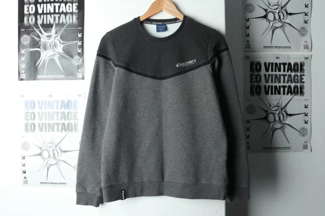 (M) 디스커버리 맨투맨 티셔츠 그레이 기모 올드스쿨-16795 상품이미지2