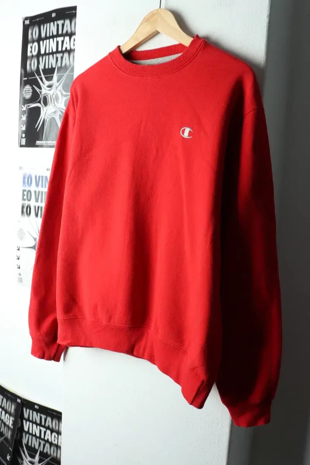 (XL) 챔피온 맨투맨 티셔츠 레드 기모 올드스쿨-16797 상품이미지1
