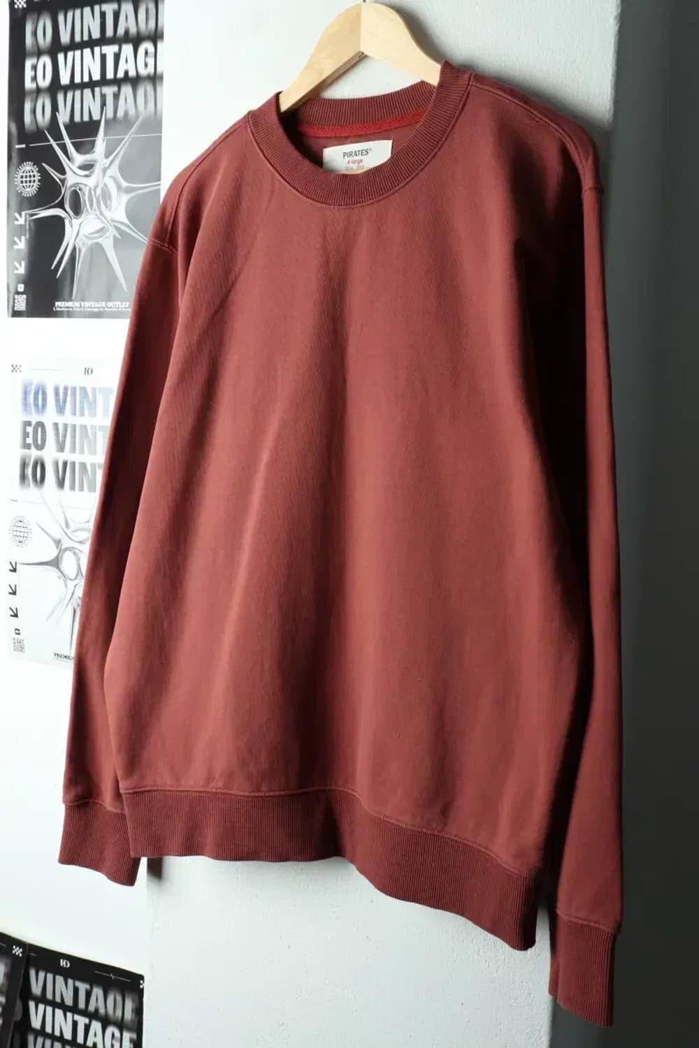 (XL) 로맨틱 파이어리츠 맨투맨 티셔츠 작은오염 버건디 무지-16798 상품이미지1