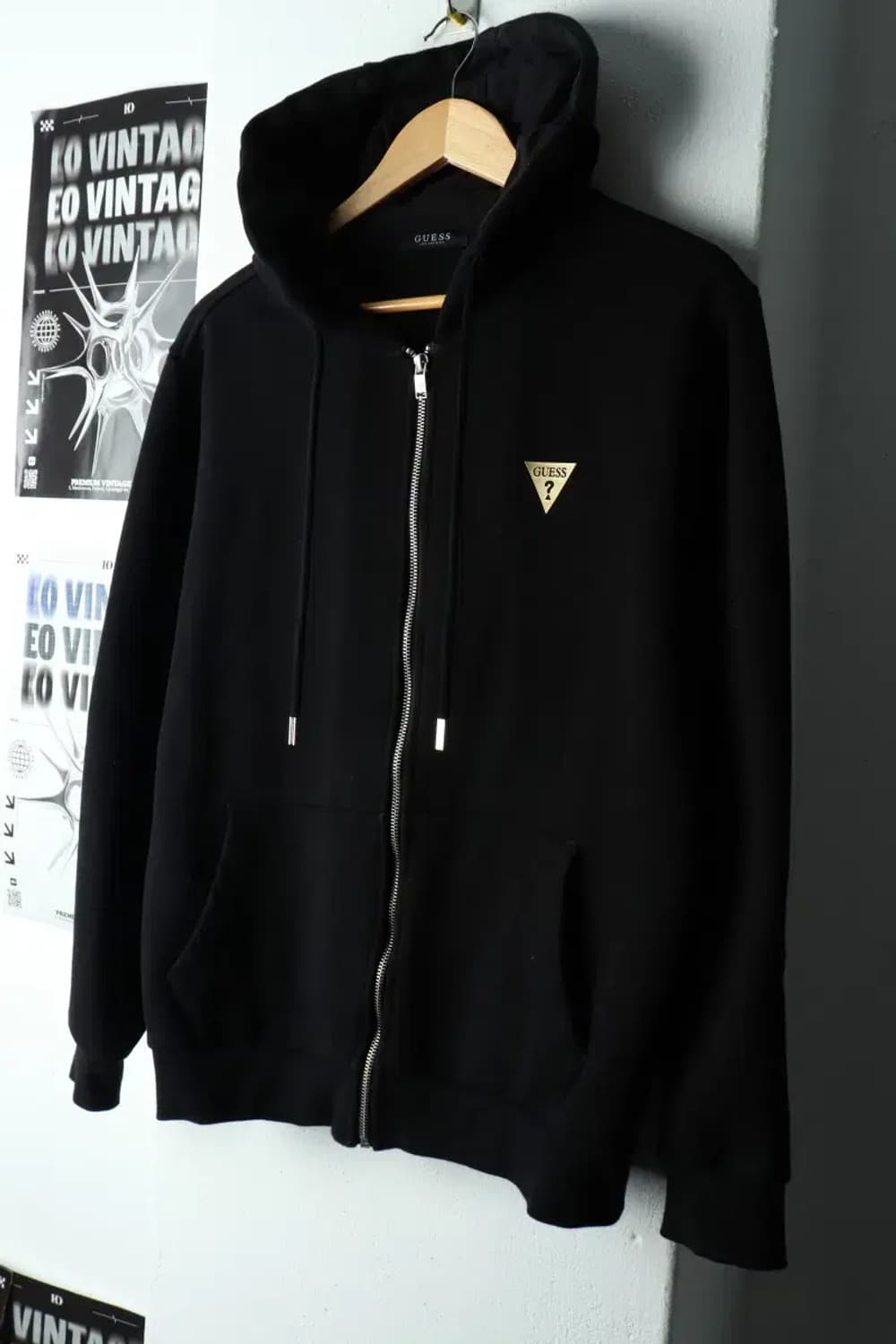 (M-L) 게스 후드집업 블랙 기모 금장-167A1 상품이미지1