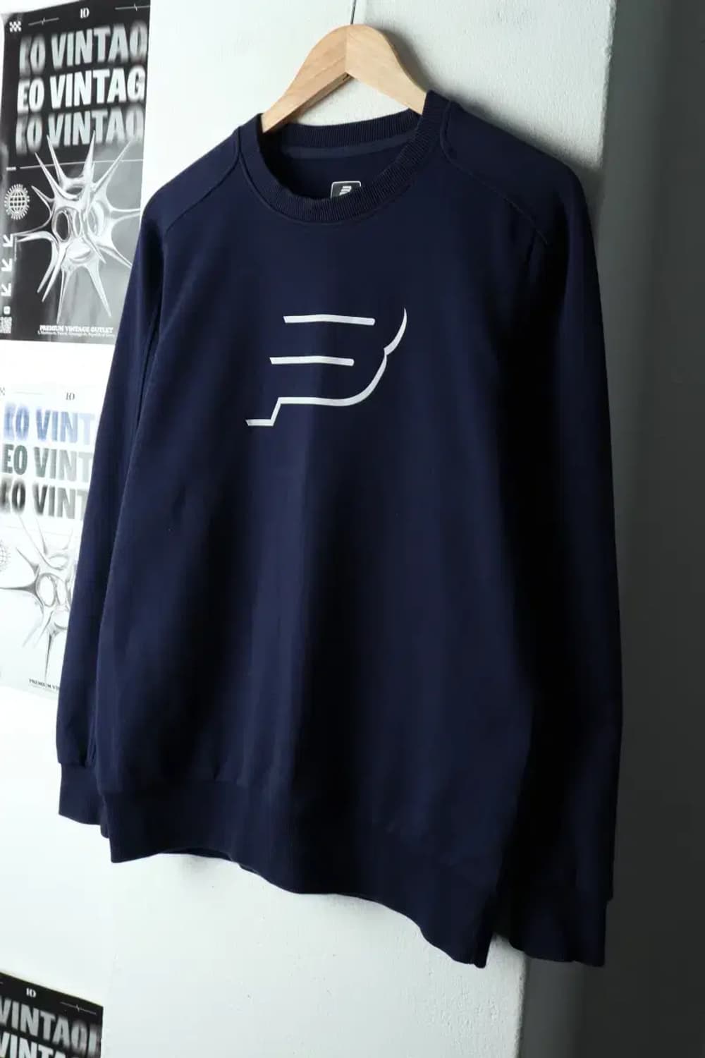 (M) 빈폴 맨투맨 티셔츠 빅로고 네이비 올드스쿨-167A4 상품이미지1