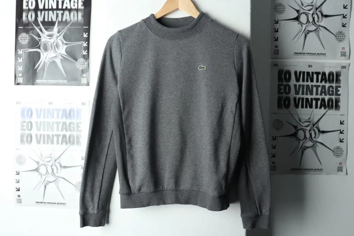 W(S-M) 라코스테 맨투맨 티셔츠 스판 그레이 올드스쿨-167A5 상품이미지2