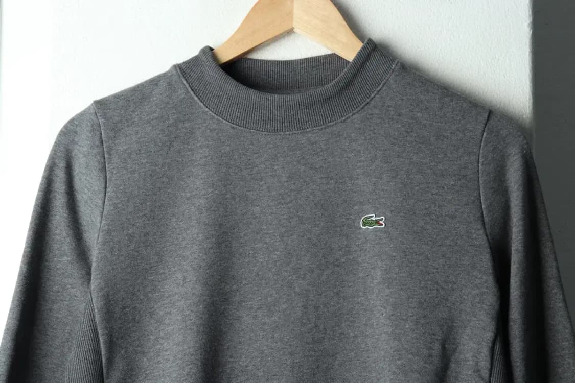 W(S-M) 라코스테 맨투맨 티셔츠 스판 그레이 올드스쿨-167A5 상품이미지3
