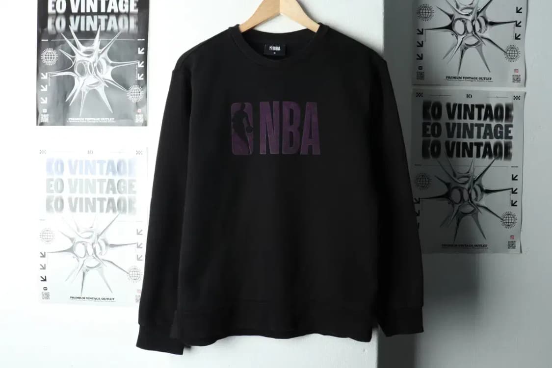 (M) NBA 엔비에이 맨투맨 티셔츠 빅로고 기모 블랙-167A9 상품이미지2