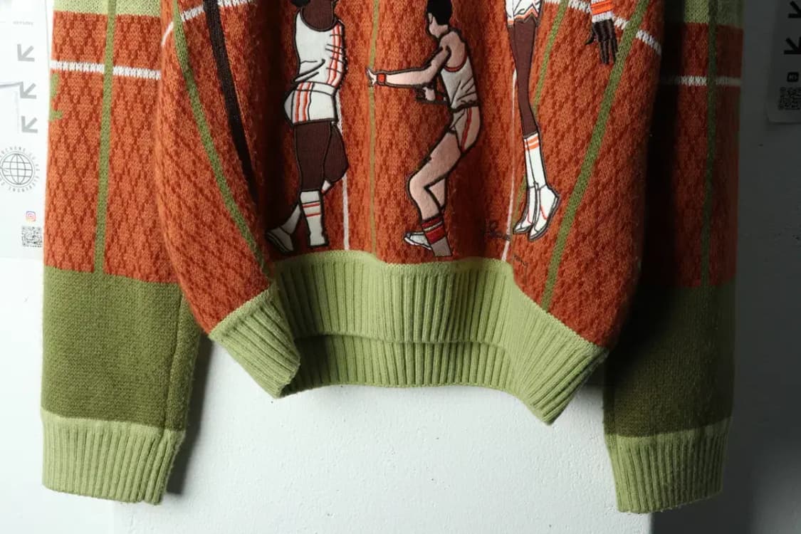 W(XS-M) 하우스 오브 써니 니트 브이넥 농구자수 한정판-167F9 상품이미지4