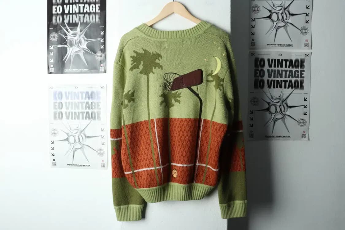 W(XS-M) 하우스 오브 써니 니트 브이넥 농구자수 한정판-167F9 상품이미지6