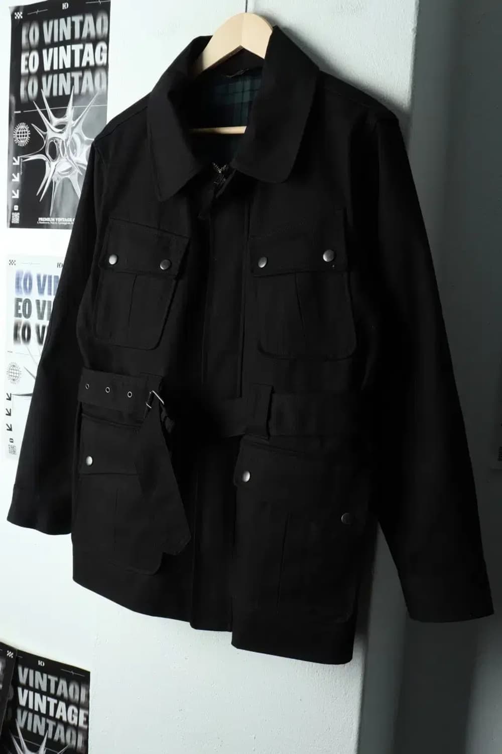 (M-L) 론트 집업 바람막이 점퍼자켓 사파리 블랙 아메카지-167FE 상품이미지1