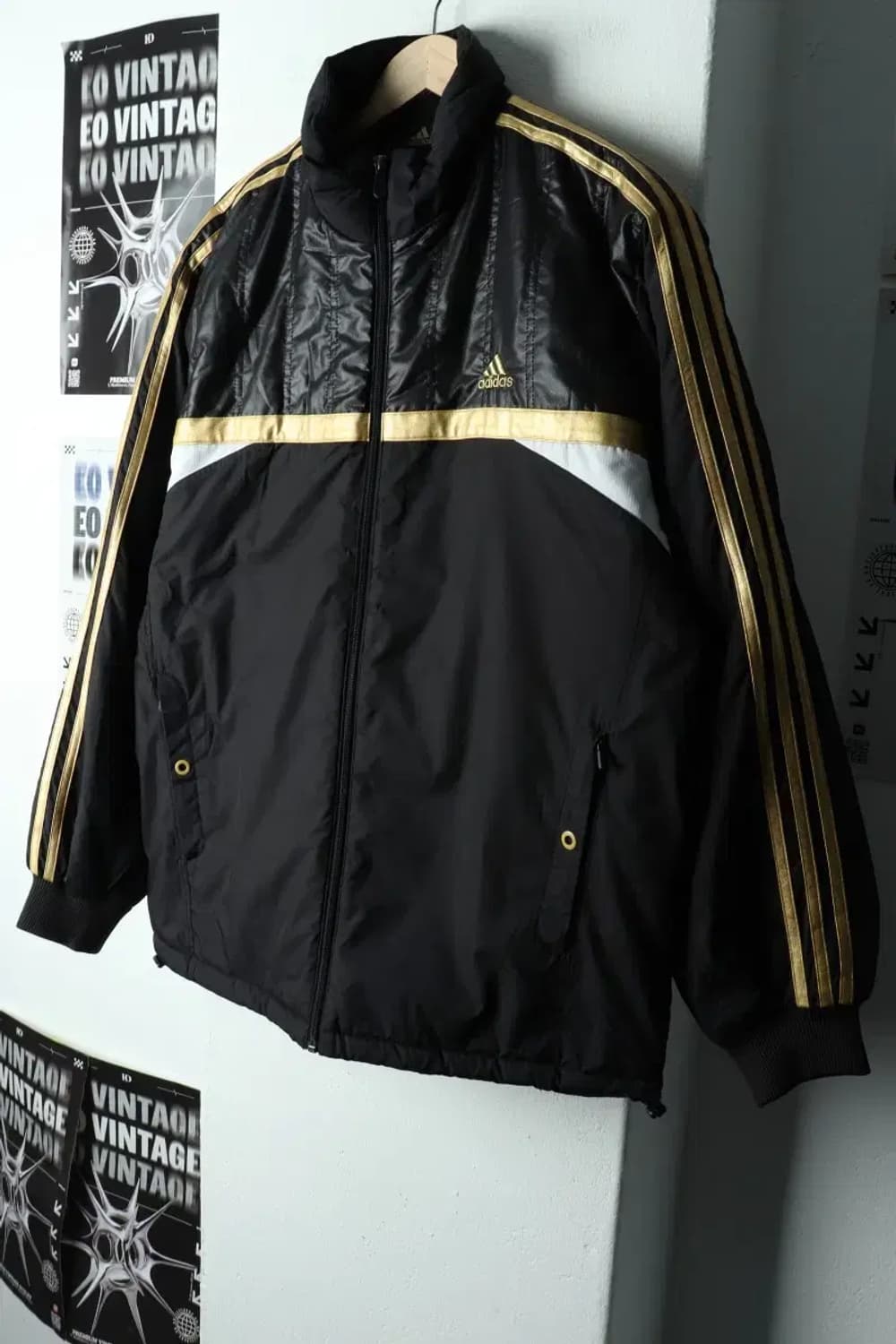 (XL) 아디다스 패딩 점퍼자켓 블랙 삼선 금장 가죽-16806 상품이미지1