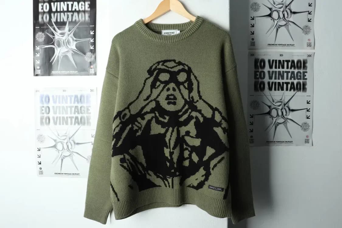 (M-L) 크리틱 니트 오버사이즈 카키 스트릿-1680C 상품이미지2