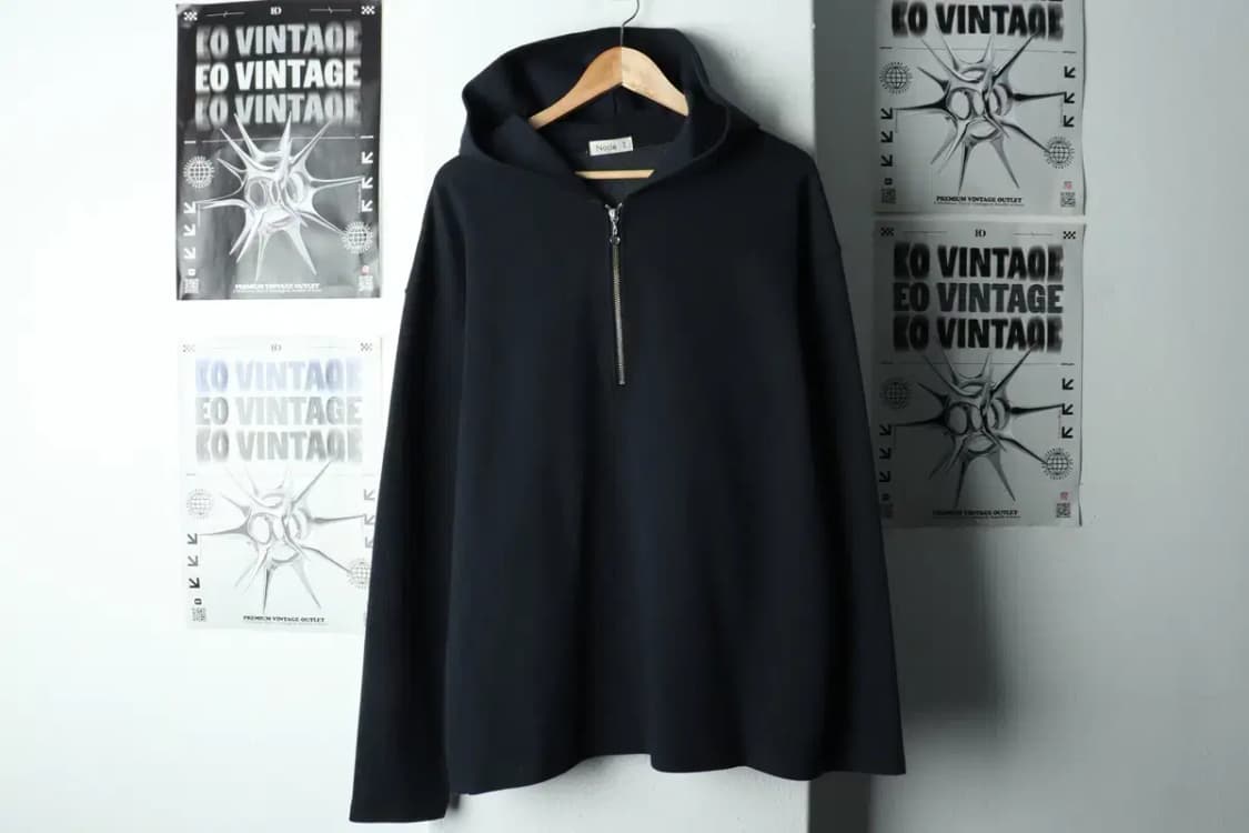 (L-XL) 노클 후드티셔츠 릴렉스 하프 반집업 네이비-16815 상품이미지2