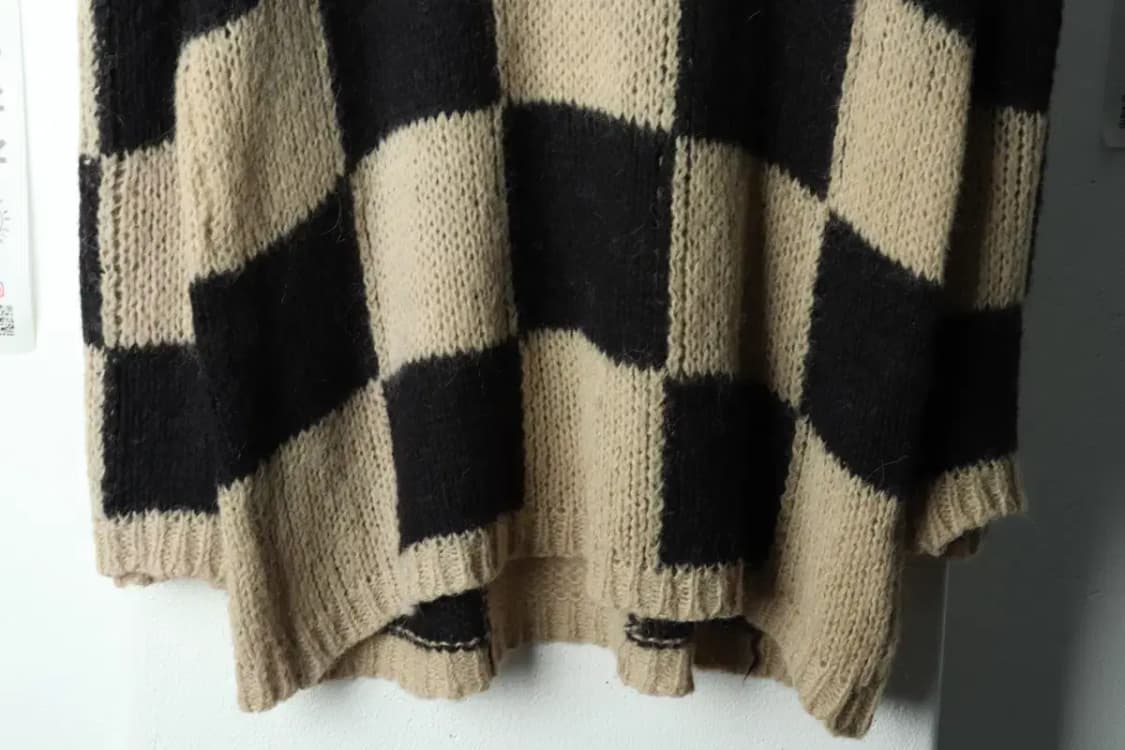 W(F) 더오픈프로덕트 니트 체커보드 알파카 베이지 오픈YY-1681B 상품이미지4