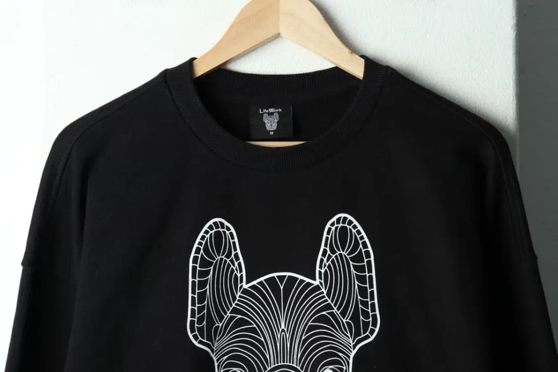 (M-2XL) 라이프워크 맨투맨 티셔츠 대표 불독 빅로고 블랙-16827 상품이미지3