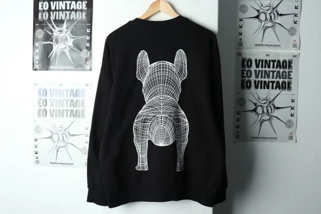 (M-2XL) 라이프워크 맨투맨 티셔츠 대표 불독 빅로고 블랙-16827 상품이미지6