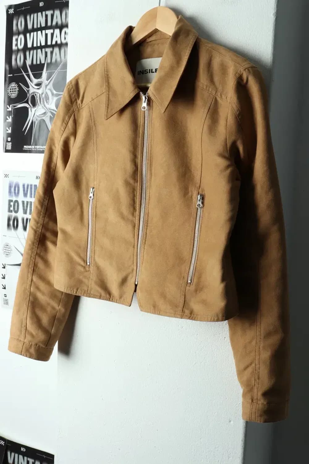 W(S) 인사일런스 집업 바람막이 점퍼자켓 스웨이드 카멜 크롭-16828 상품이미지1