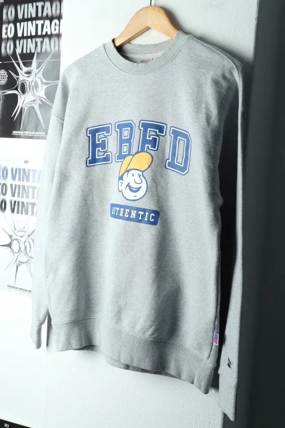 (S-M) 이벳필드 맨투맨 티셔츠 빅로고 그레이 Y2K 기모-16833 상품이미지1