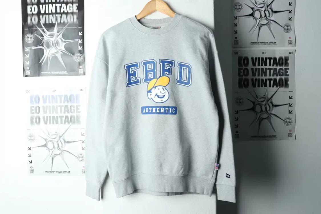 (S-M) 이벳필드 맨투맨 티셔츠 빅로고 그레이 Y2K 기모-16833 상품이미지2