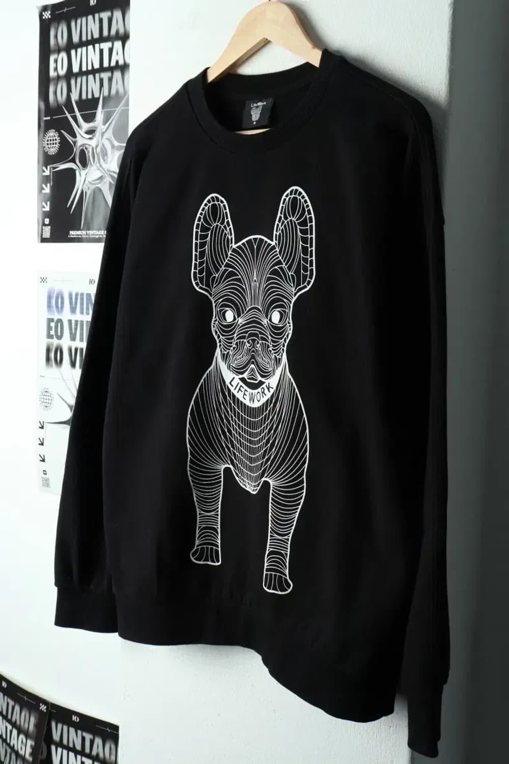 (M-2XL) 라이프워크 맨투맨 티셔츠 대표 불독 빅로고 블랙-16827 상품이미지1