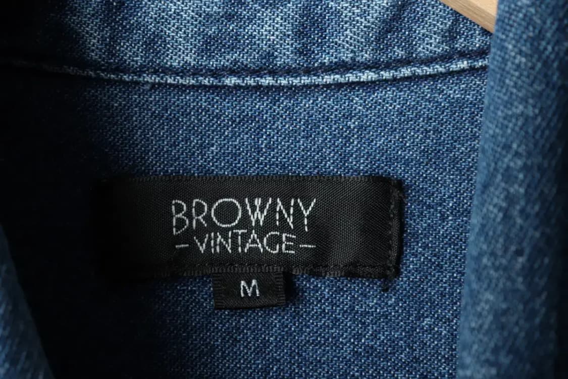 (M) 브라우니 빈티지 셔츠 남방 데님 청 해리스트위드 일본-16835 상품이미지7