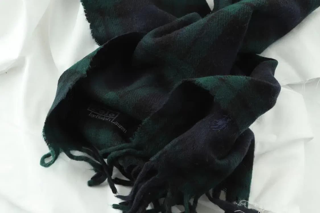 (F) 폴로 랄프로렌 목도리 머플러 딥그린 체크 사용감-2710 상품이미지3