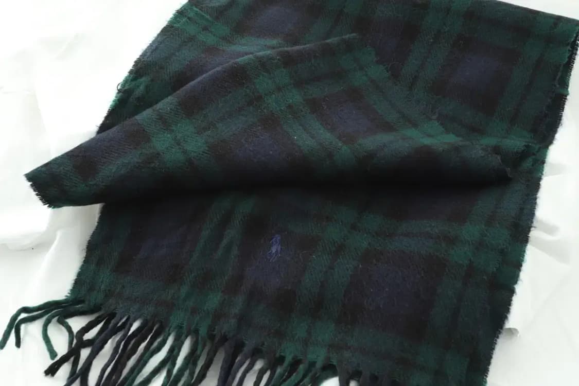 (F) 폴로 랄프로렌 목도리 머플러 딥그린 체크 사용감-2710 상품이미지6